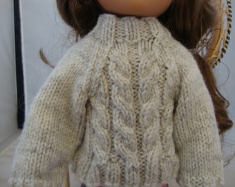 Hand Knit 14.5 inch doll clothes Shades of Gray Cables Sweater fits doll such as Wellie Wisher