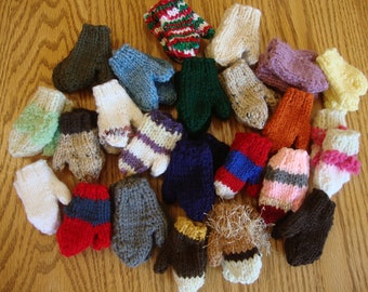 Hand Knit Doll Clothes Accessories Mittens  Color choices variations fits doll such as 18 inch American Girl