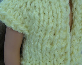 Hand Knit 14.5 inch doll clothes Yellow Vest  Sweater fits doll such as 14 15" Wellie Wisher