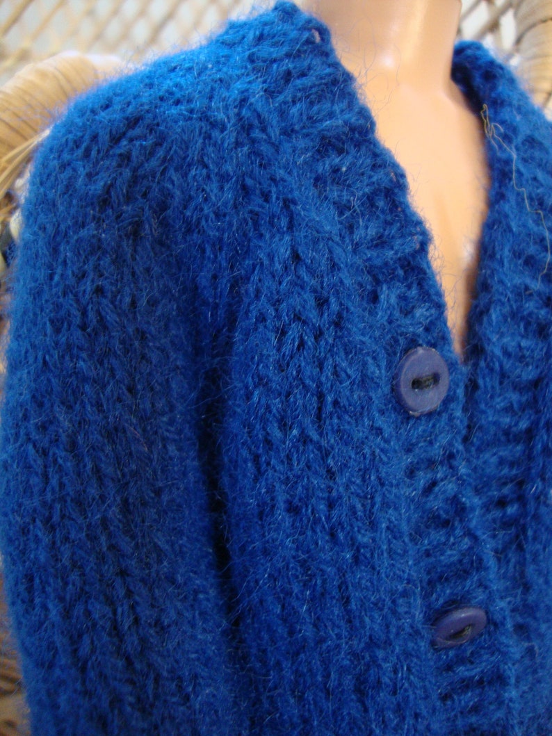 Hand Knit 12 Doll Clothes Blue Cardigan Sweater fits fashion doll such as Ken image 2