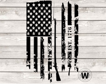 Distressed 1776 Flag SVG, Patriotic Cricut Cut File