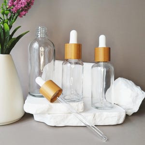 Klarglas Tropffläschchen, Tinkturflaschen mit Glastropfen für ätherische Öle, Aromatherapie, Kosmetik, Flüssigkeiten, Reisen