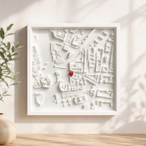 Personlig 3D-stadskarta | Anpassade platskoordinater, inramad väggdekoration