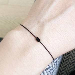 Black Arrow Bracelet, Hematite Bracelet, Simple Arrow Bracelet, Couples Bracelet, Black String Jewelry, Dainty Arrow Bracelet, Protection