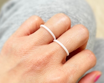 White Skinny Rings, Minimalist Thin Ring, Ceramic Rings, Hypoallergenic Rings, Couple Rings, Matching Rings, Asexual Rings, Wedding Rings