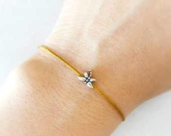 Dragonfly Charm Gold String Bracelet, Red String Bracelet, Delicate Charm Bracelet, Sweet Love Bracelet, Symbolic Bracelet