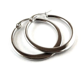 30mm Stainless Steel Hoop Earrings – Minimalist Sleek Hoops, Waterproof Tarnish-Resistant Jewelry, Everyday Essential