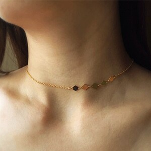 Choker Halskette, geschichtete Halskette, Gold Geometrische Halskette, zierliche Choker, dünne Halskette, Gold Halskette, einfach minimal ideal zum Verschenken