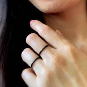 Simple Black Ring, Thin Black Ring, Black Ring for Couple, Womens Black Ring, Stackable Black Ring, Black Promise Rings, Black Rings for Him