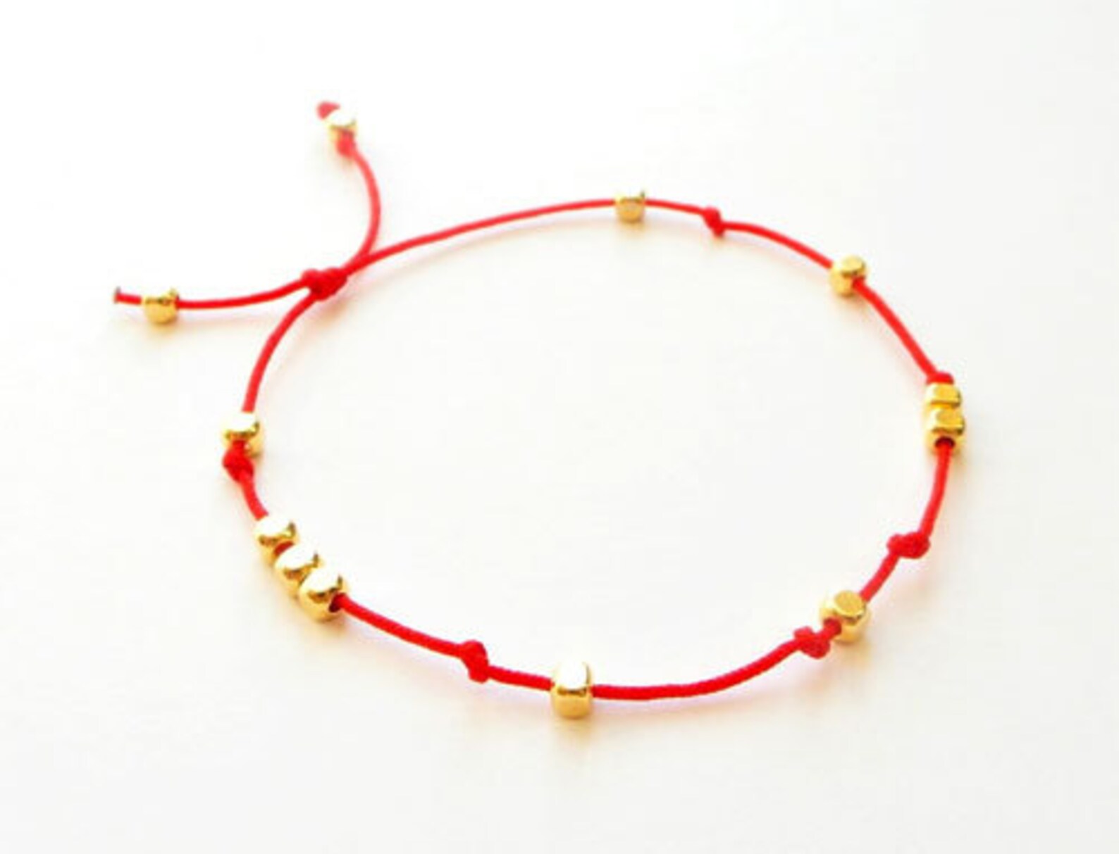 Gold Nugget Bead Bracelet Gold Bead Bracelet Red String Etsy