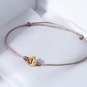 Bracelet à cordes initial - Cadeau personnalisé significatif, bracelet ajustable minimaliste