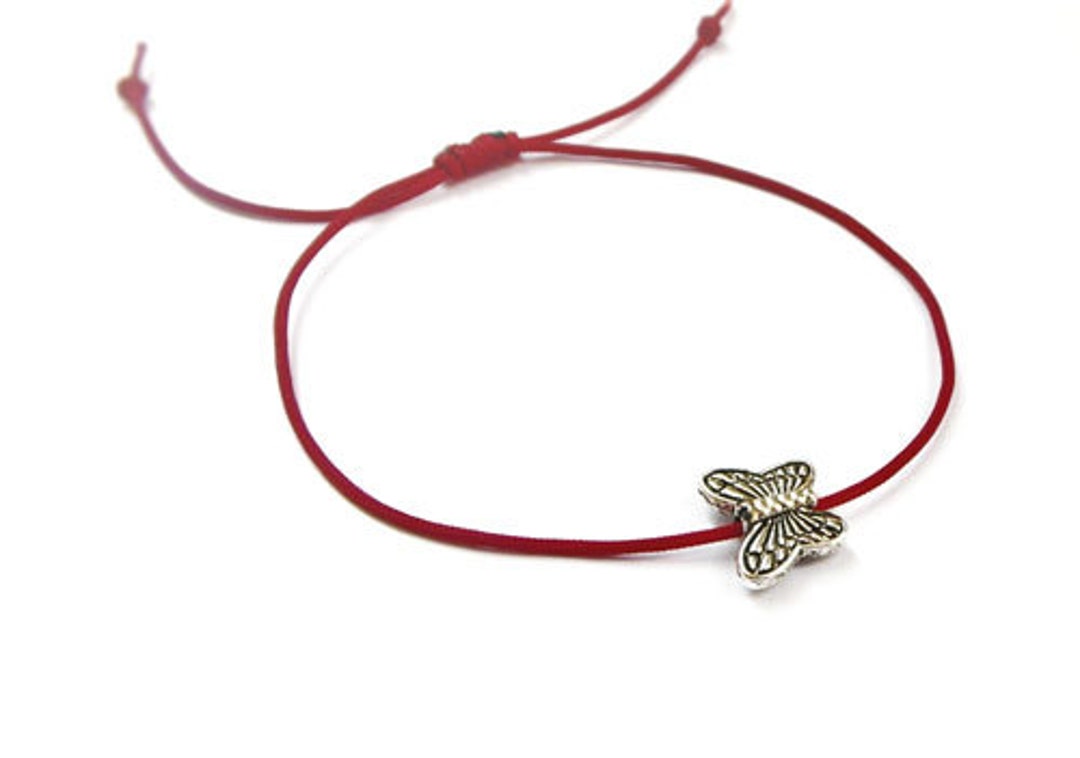 Butterfly Bracelet, Red String Bracelet, Butterfly Bracelets, Silver Plated Butterfly, Butterfly