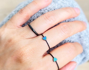 Heart Charm Ring: Red String of Fate, Adjustable Nylon Band