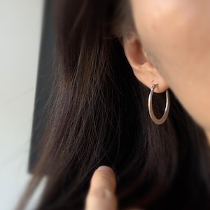 Oval Stainless Steel Hoop Earrings, Oblong Hoop Earrings, Oval Earrings, Flat Hoop Earrings, Sleek Clean Earrings, Gift for Woman, Simple