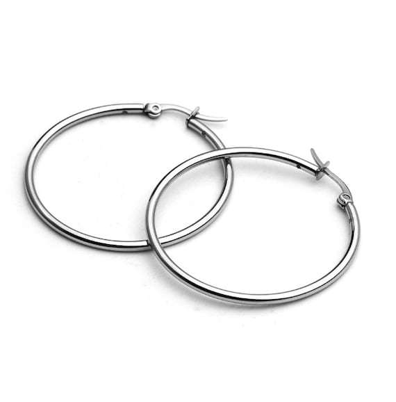 Seaxwolf Jewelry Designs | Sterling Silver Medium Hoop Earrings - Bold 16  Gauge