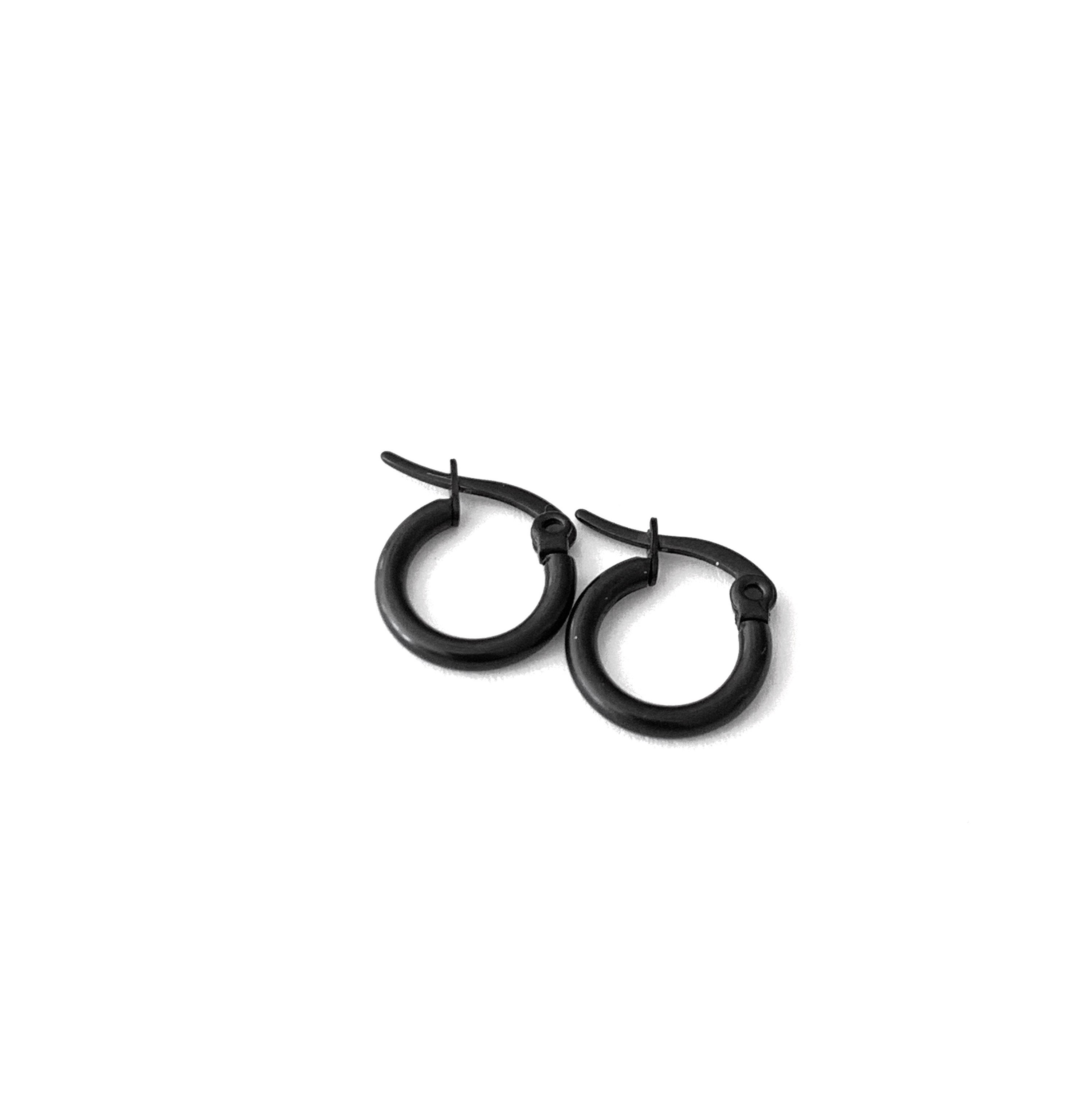Small Hoops Stainless Steel Hoops Black Hoops Everyday Etsy Canada