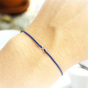 Silver Infinity Blue String Bracelet, Infinity Bracelet, Him and Her Bracelet, Love Bracelet, Stackable Charm Bracelet, Christmas Gift