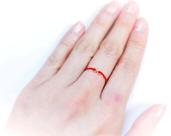 Red Ring Gold Dainty, Infinity Charm Ring with Red String, Red Rings for Women, Adjustable Ring, Gifts for Her, Gifts for Mom, Gifts for Dad