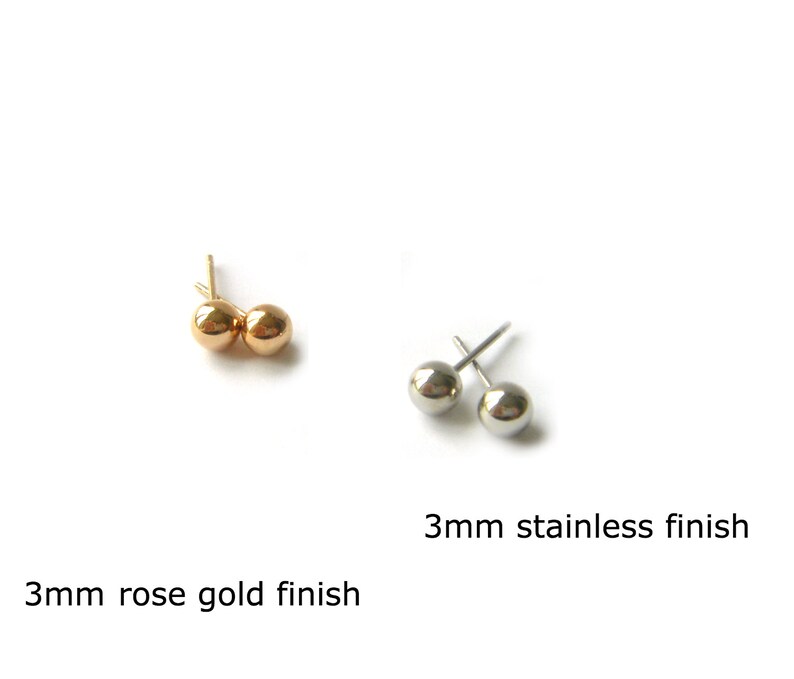 3mm Studs Stainless Steel Studs Hypoallergenic Studs Dainty Studs Classic Studs Best Gift Rose Gold Studs Small Studs Minimal Studs