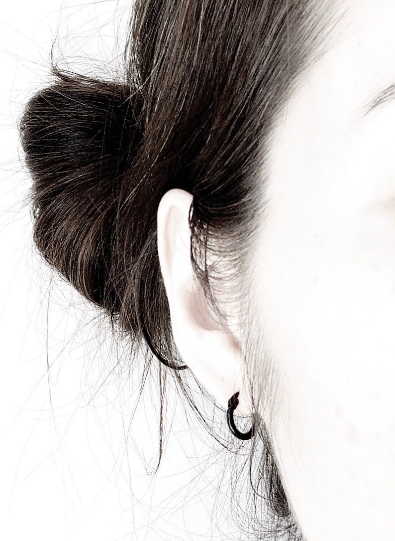 Small Hoops Stainless Steel Hoops Black Hoops Everyday Etsy