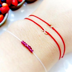 Gold Filled Infinity Charm Red String Bracelet: Dainty Couple Bracelet