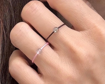 Gemstone String Ring – Choice of Stone and Cord Color