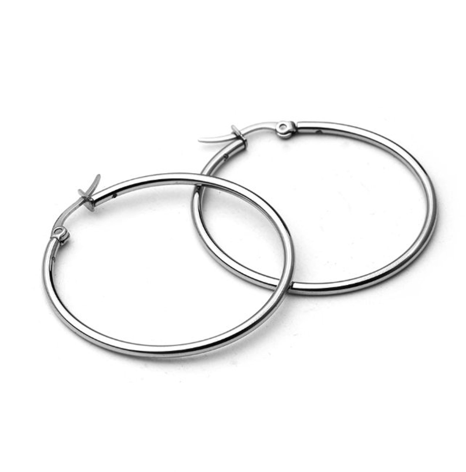 Silver Hoops Stainless Steel Hoops Medium Hoops Everyday Etsy