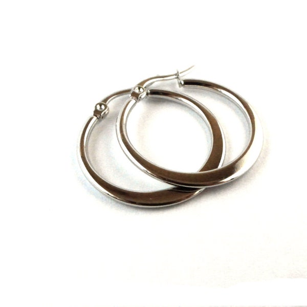 Hoop Earrings, Stainless Hoop, Everyday Earrings, Stainless Steel, Clean Sleek Earrings, Timeless, Minimal, Simple, Circle Earrings, Gift