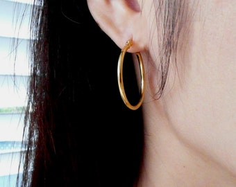 Gold Hoop Earrings: 18K Plated Stainless Steel, Tarnish Resistant