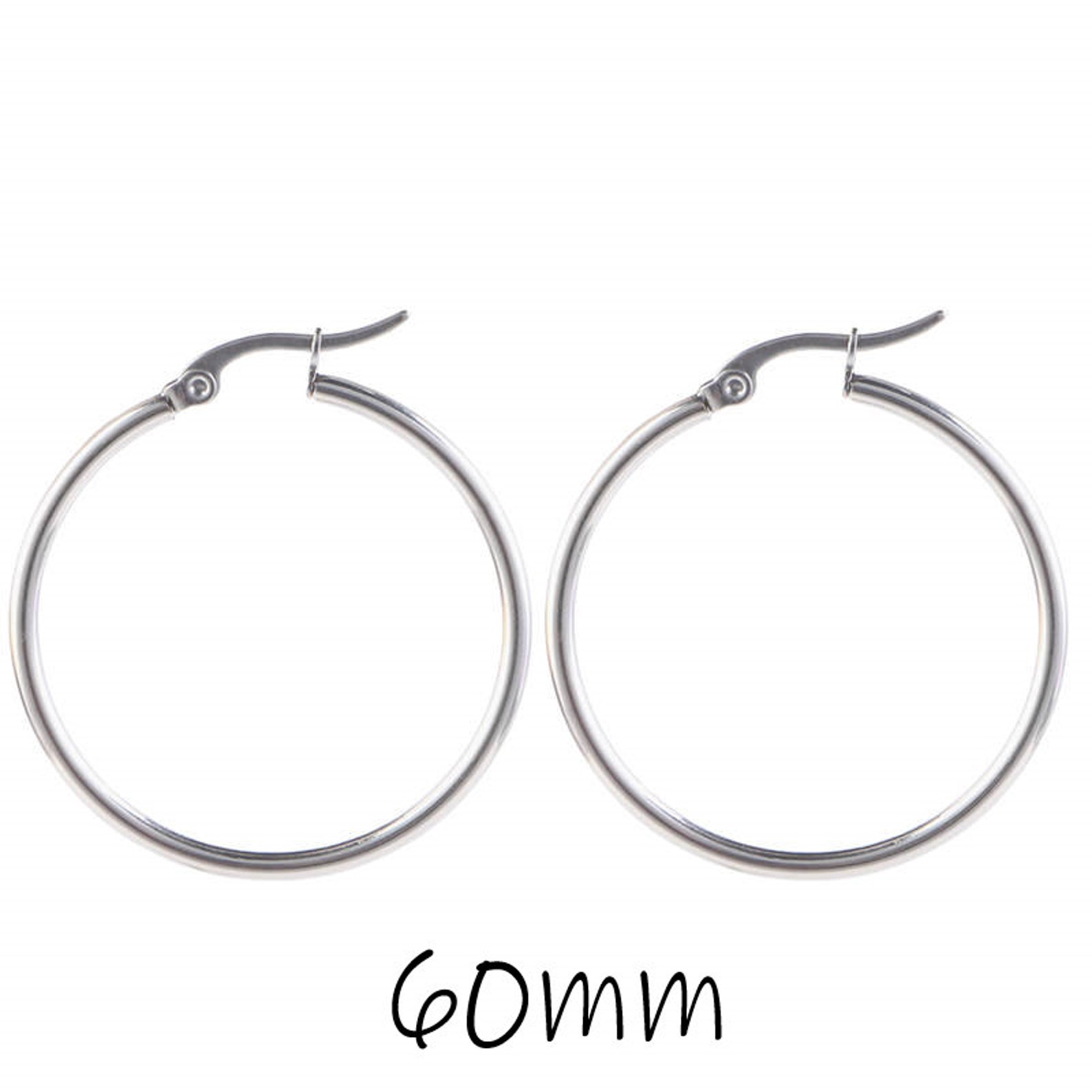 Silver Hoops Stainless Steel Hoops Medium Hoops Everyday Etsy