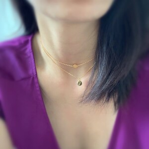 Conjunto de collar en capas, collar con monedas de oro, collar apilable, conjunto de collar doble, collar de dos hilos, collar fino, collar apilable