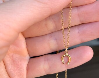 Gold Horseshoe Necklace, Lucky Necklace, Gold Filled Jewelry, Gift for Woman Girls, Lucky Charm Necklace, Protection Necklace, Small Pendant