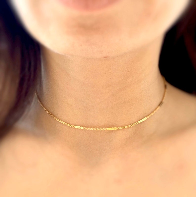 Short gold choker necklace Clearance