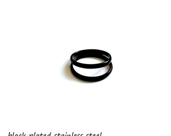 Schwarzer Ring, dünner schwarzer Ring, stapelbarer Ring, schwarzer Schmuck, Gothic Ring, dünner Ring, Paar Ringe, einfache Ringe, schwarze Versprechen Ringe