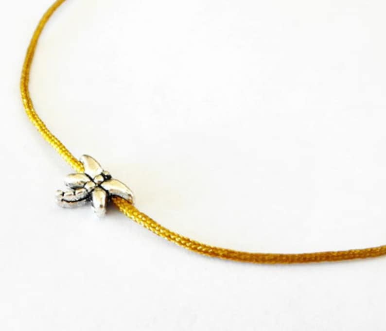 Dragonfly Charm Gold String Bracelet Red String Bracelet Etsy