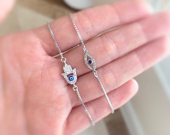 Evil Eye Hamsa Bracelet: Rhodium Plated, Nickel Free Protection
