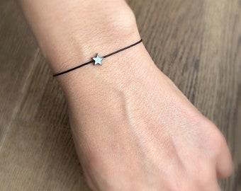 Black Star Bracelet Red String Bracelet Hematite Star Bracelet Healing Stone Bracelet Celestial Bracelet Gifts for Her Dainty Bracelet