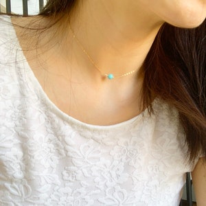 Turquoise Choker Necklace, Turquoise Birthstone Necklace, Turquoise Bead Necklace, December Birthstone Necklace, Minimalist Choker, Everyday