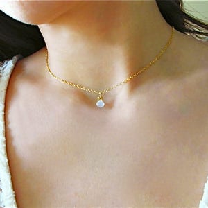 Rainbow Moonstone Gold Necklace, June Birthstone, Delicate Chain, Dainty Layering Necklace, Bridesmaid Necklace, Simple Minimal for Everyday
