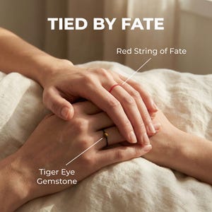 Pierścionki dla par, Czerwony sznur losu, Czerwony pierścionek ze sznurka, Zestaw pierścionków do łączenia, Pierścionek z tygrysim okiem, Zestaw pierścionków dla par, Czarny pierścionek, Pierścionki dla najlepszych przyjaciół zdjęcie 10