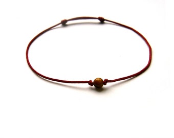 Tiger Eye Stone, Dark Red String, Adjustable Bracelet, Spiritual Healing, Healing Stone, Stronger Mind, Genuine Stone, Good Luck Gift 2