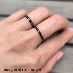 Thin Black Ring, Stackable Ring, Black Jewelry,  Gothic Ring, Skinny Ring, Couple Rings, Simple Rings, Black Promise Rings