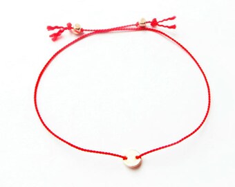 Silk Thread Bracelet: Dainty 16K Gold Circle, Minimalist String