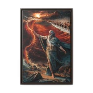 Moses Parting the Red Sea / Framed Canvas Print / Hellenistic Art Style / Biblical Wall Art Decor / Religious Christian Jewish Gift / Exodus