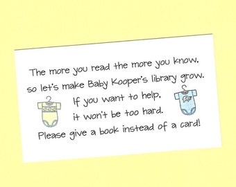 Book Theme Baby Shower Insert Cards - Baby Book Showers, Book Instead of Card Shower, Stock Baby's Library Shower, Book Lover's Baby Shower