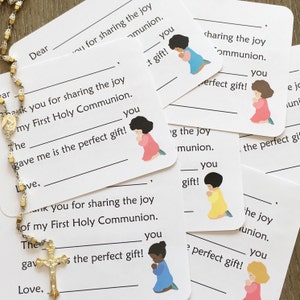 First Communion Thank Yous - Fill in the Blanks Cards, First Communion Thank You Notes, Catholic First Communion Cards, Kids Thank You Cards