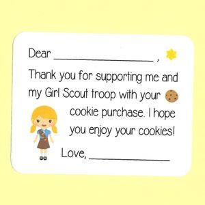 Scouts Fill in the Blanks Cards - Cookie Sale Thank Yous, Scouts Cards for Girls, Scouts Thank You Card, Scouts Fill in the Blanks Thank You