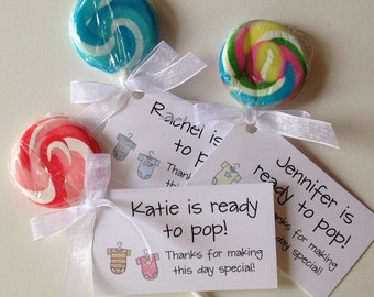 Ready to Pop! - Baby Shower Favor Tags, Lollipop Shower Favor Tag, Cake Pop Shower Favor, Popcorn Shower Favor Tags, Bubble Gum Shower Favor