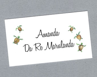 Sea Turtles Calling Cards - Sea Turtles Gift Enclosure Cards, Custom Sea Turtle Cards, Sea Turtles Gift Tags, Watercolor Sea Turtle Cards