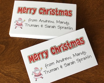 Santa Christmas Gift Enclosure Cards - (set of 10) Santa Family Christmas Gift Tags, Santa Holiday Gift Bag Tags, Christmas Party Favor Tags